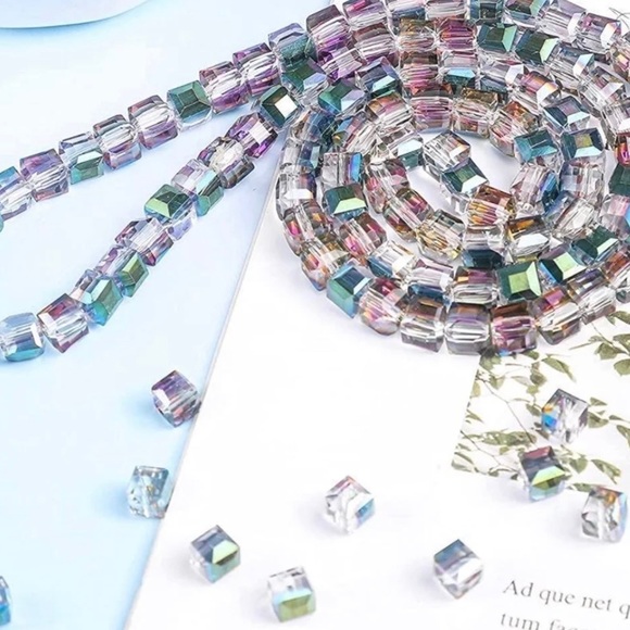 Austrian Crystal Cube Beads Lot DIY AB Colors Jewelry Making DIY Crafting Lot - Picture 7 of 16